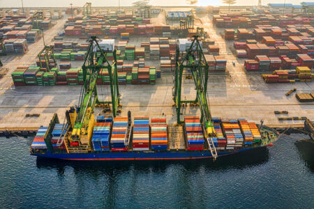 Drone Shot, Cargo Ship, Port