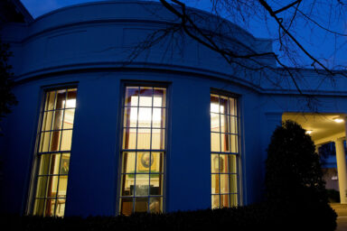 The Oval Office, exterior, night