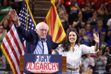 Progressives Extend Winning Streak in Democratic Primaries AOC, Bernie Sanders, Fight Oligarchy, Rally