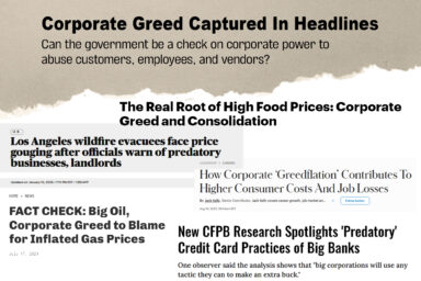 Headlines, corporate greed