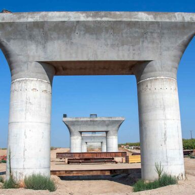 Concrete support piers, California High-Speed Rail