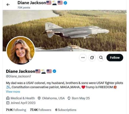 Diane Jackson, Twitter, profile