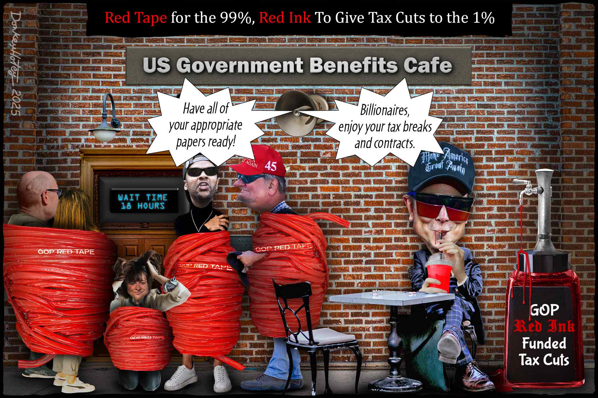 Republican, Red Rink Red Tape Budget, Elon Musk, Government Benefits, VA, Medicare, Medicaid, Social Security