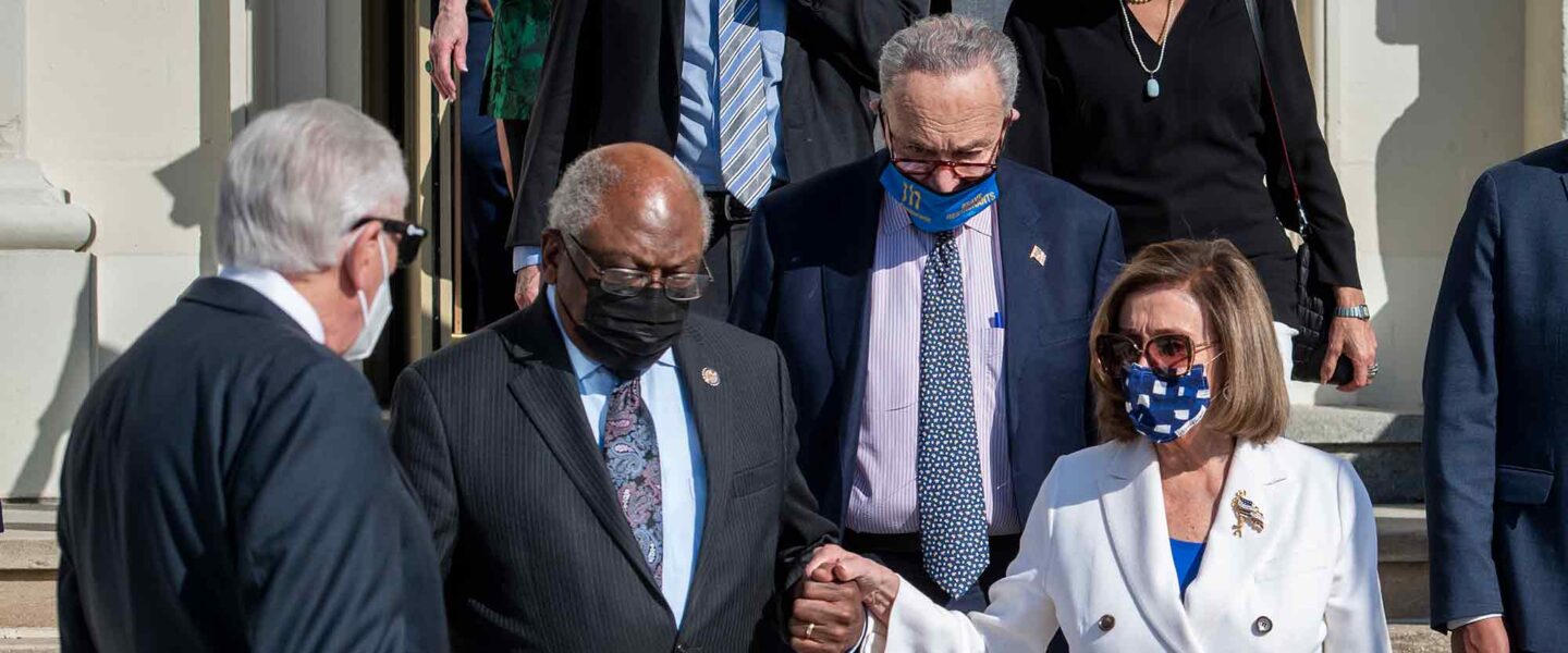 Nancy Pelosi, Chuck Schumer, James Clyburn (D-SC), and Steny Hoyer (D-MD).