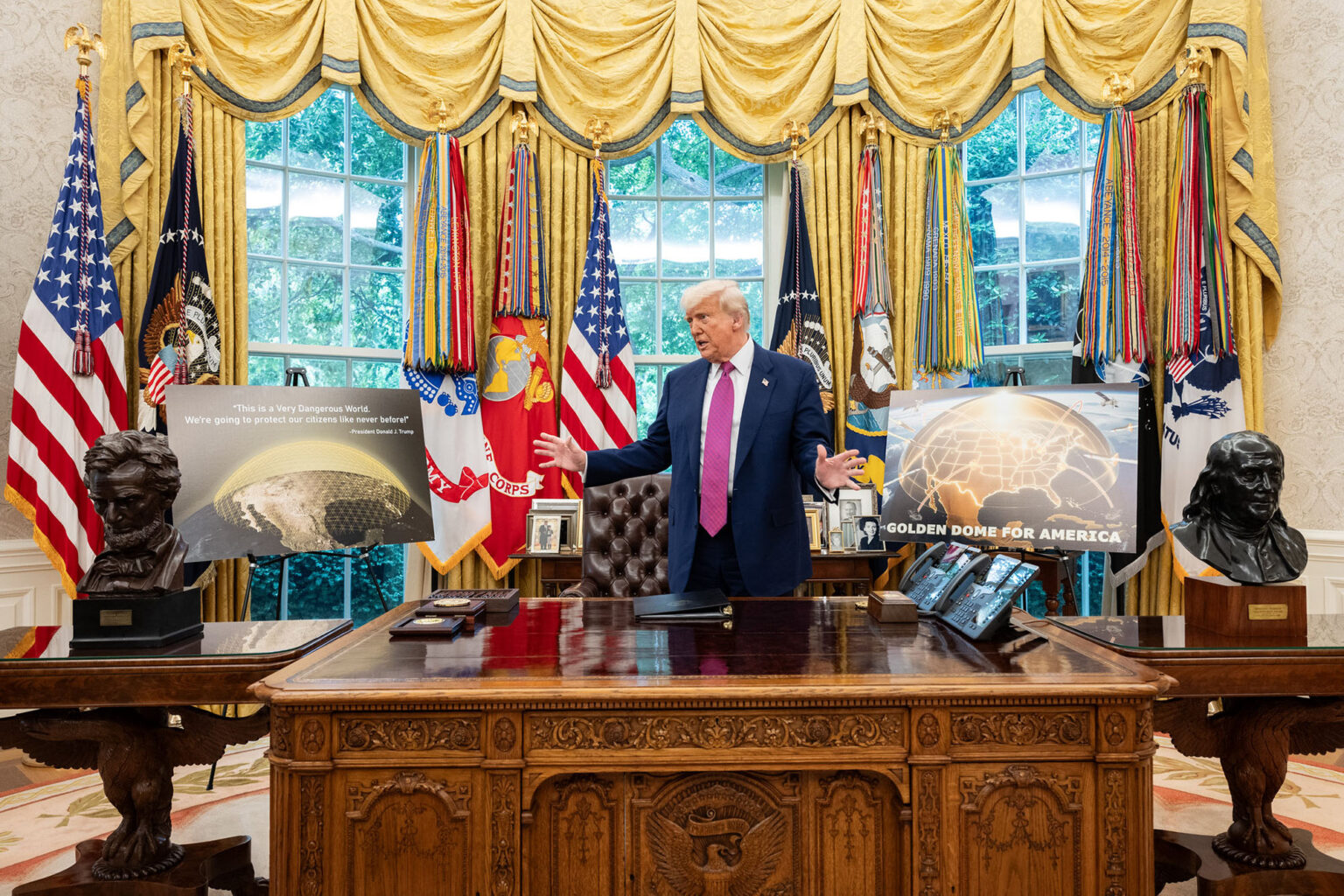 Donald Trump, Oval Office, Golden Dome, Missile Defense System