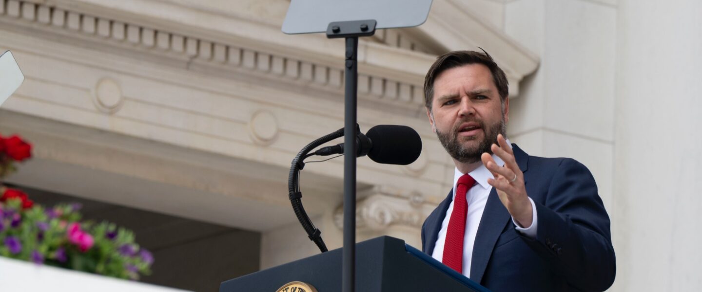 VP JD Vance, podium, speaking