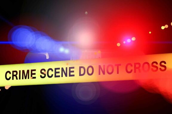 police lights, crime scene