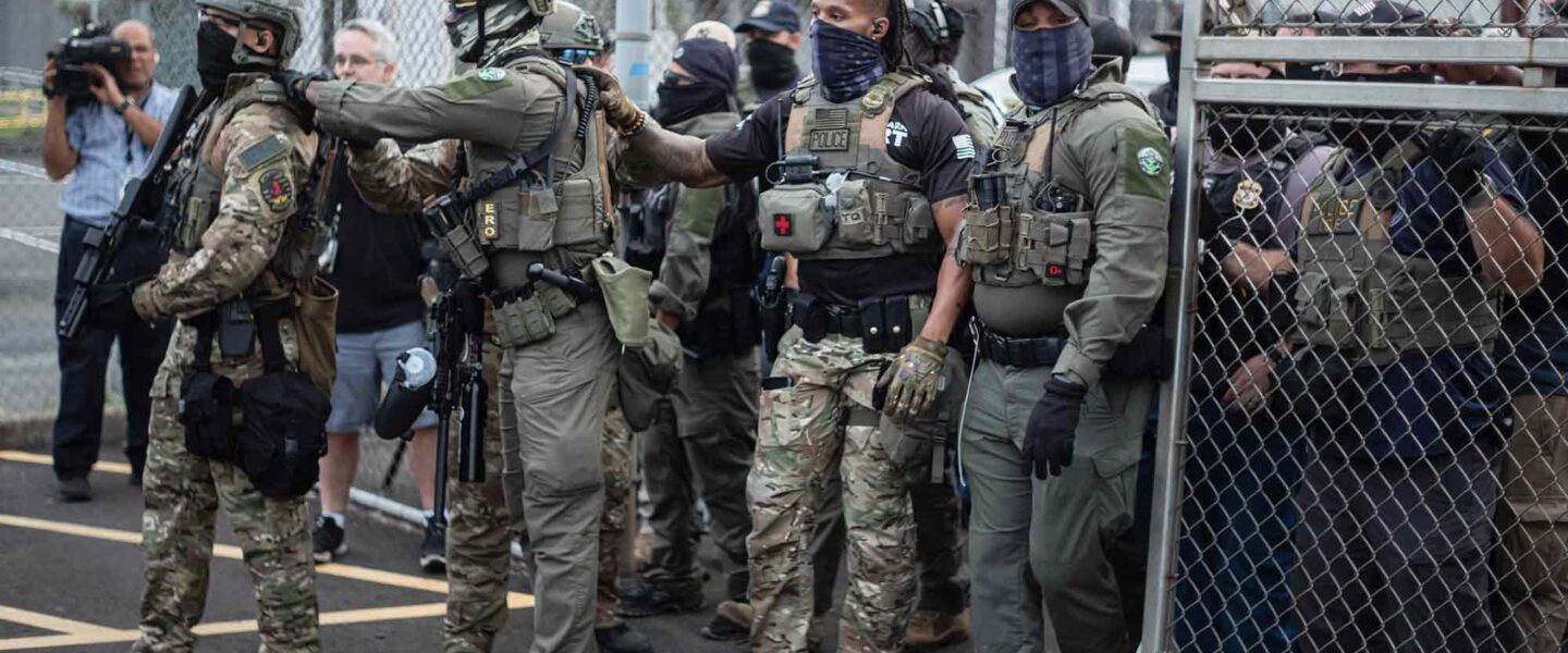 Demonstrators, clash, ICE agents, Newark, NJ