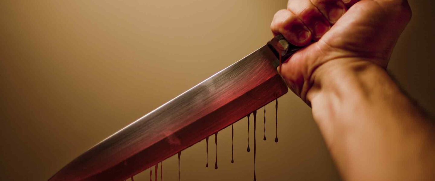 bloody, butcher’s knife