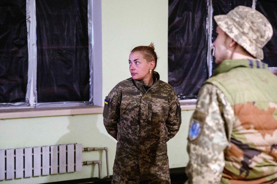 Lesia, attends, morning briefing, Ukraine