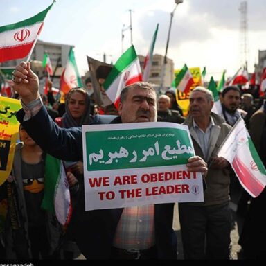 Protest march in Tehran, Iran.