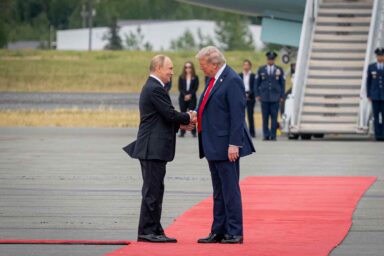 Donald Trump, welcomes, Vladimir Putin, Alaska