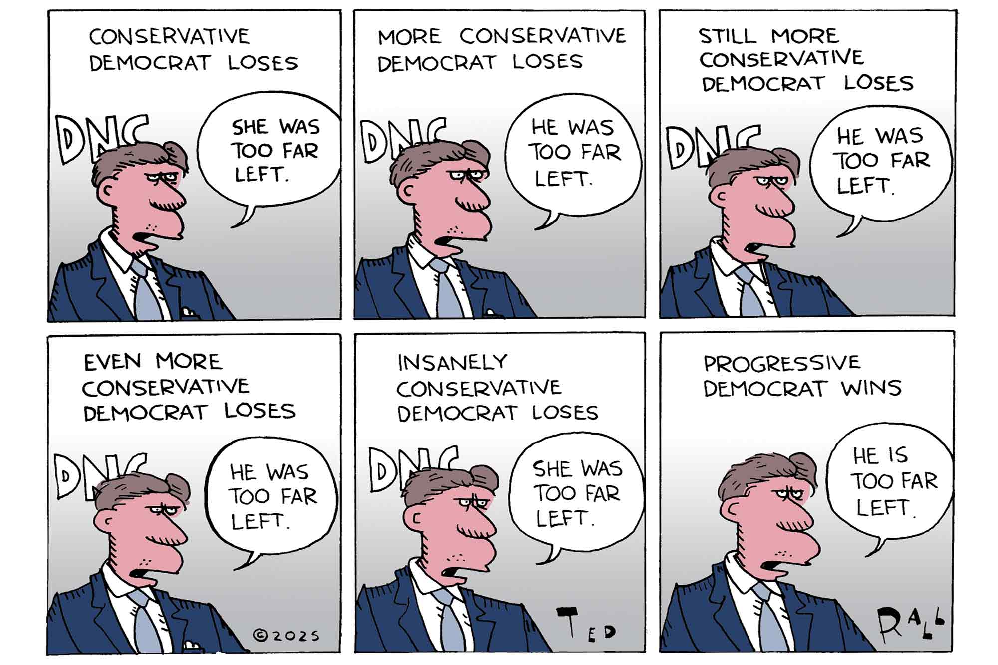 DNC, candidates, too far left