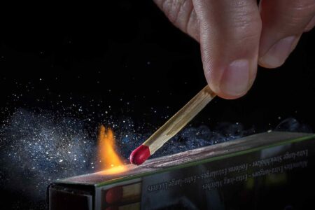 Friction, match, spark