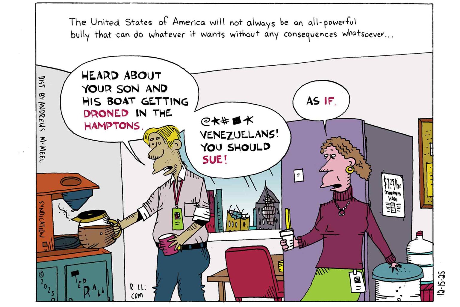 drone attacks, cartoon, Rall