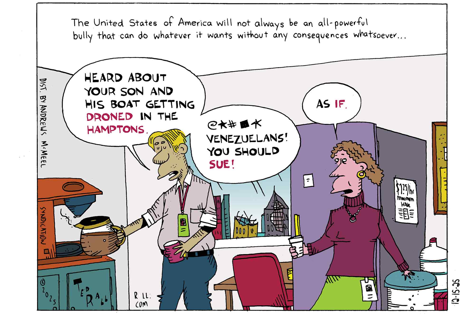 drone attacks, cartoon, Rall