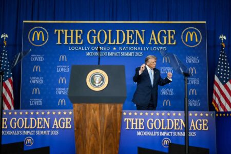 Donald Trump, delivering remarks, McDonald's Impact Summit