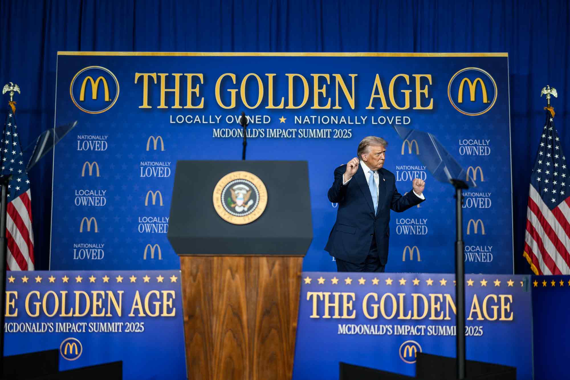 Donald Trump, delivering remarks, McDonald's Impact Summit