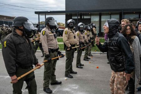 ICE Agents, protesters, face off, Broadview, IL