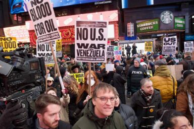 Protestors, Times Square, invasion, Venezuela, kidnapping, Nicolás Maduro