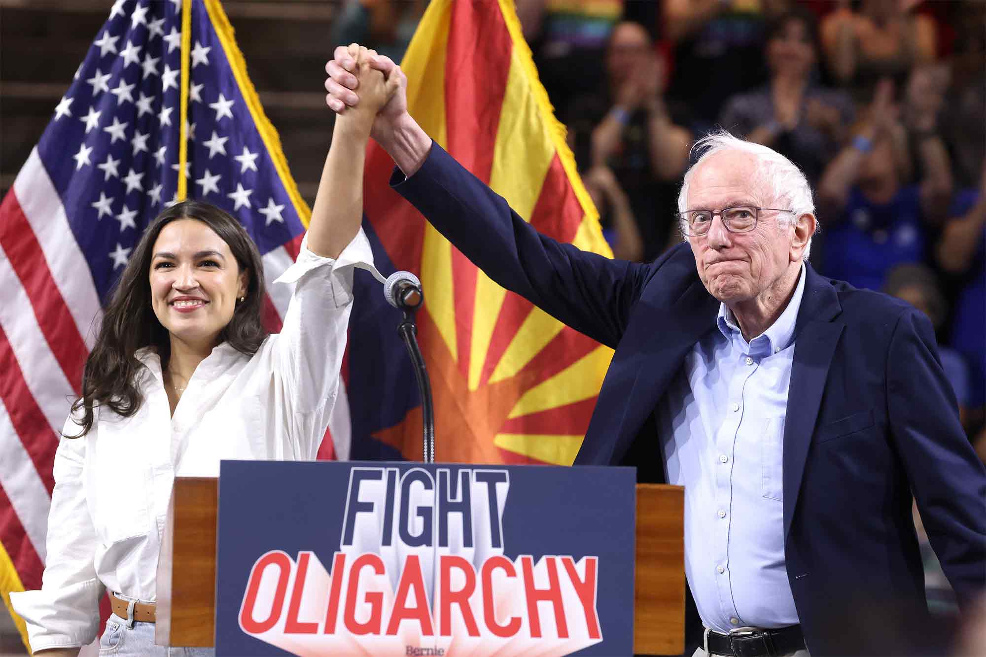 AOC, Bernie Sanders, Alexandria Ocasio-Cortez, Fight Oligarchy, rally, Tempe, AZ
