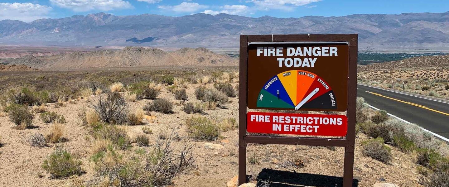 Fire danger, sign, BLM, California