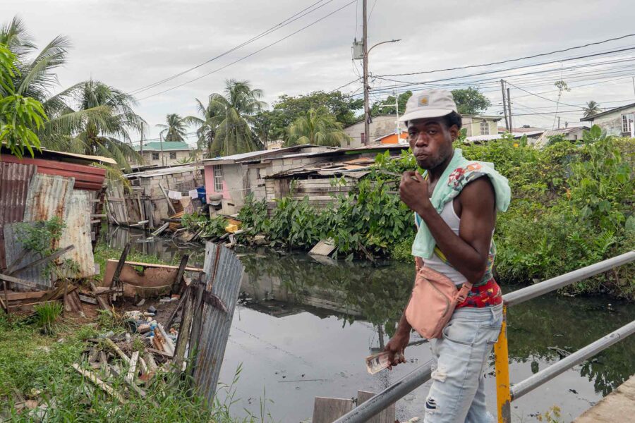 Street scene, working-class neighborhood, Providence,Georgetown, Guyana