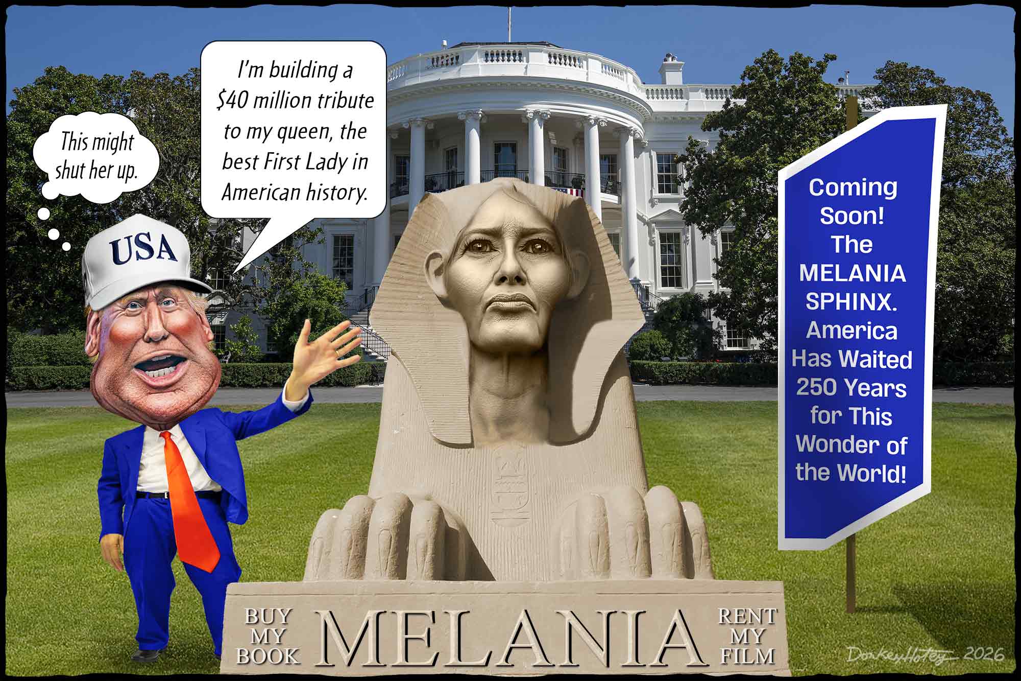 Donald Trump, Melania Trump, Sphinx, White House, lawn