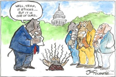 Republicans, elephants, Ken Paxton, Pile of Poop