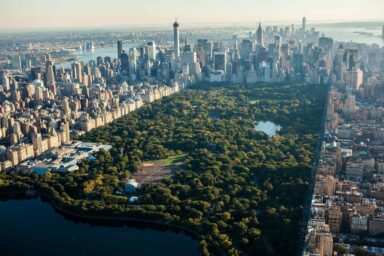 Aerial view, Central Park, New York, NY.