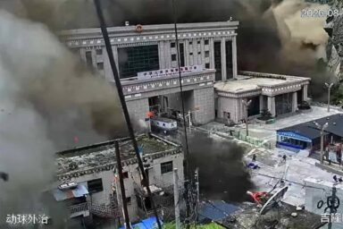 The Himalayas Didn’t Cause the Climate Crisis. Why Are Nepalis Paying the Price? Screenshot, CCTV footage, 2026 Nepal, floods, mudslide