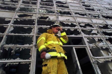 Firefighter, Jason Read, wreckage, WTC Building 7.