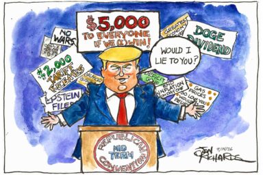 Trump Puts the Con in Convention Donald Trump, Trump-a-palooza, $5,000 checks