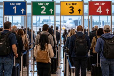 People in line, sorting