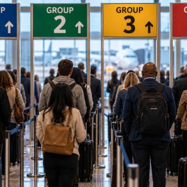 People in line, sorting